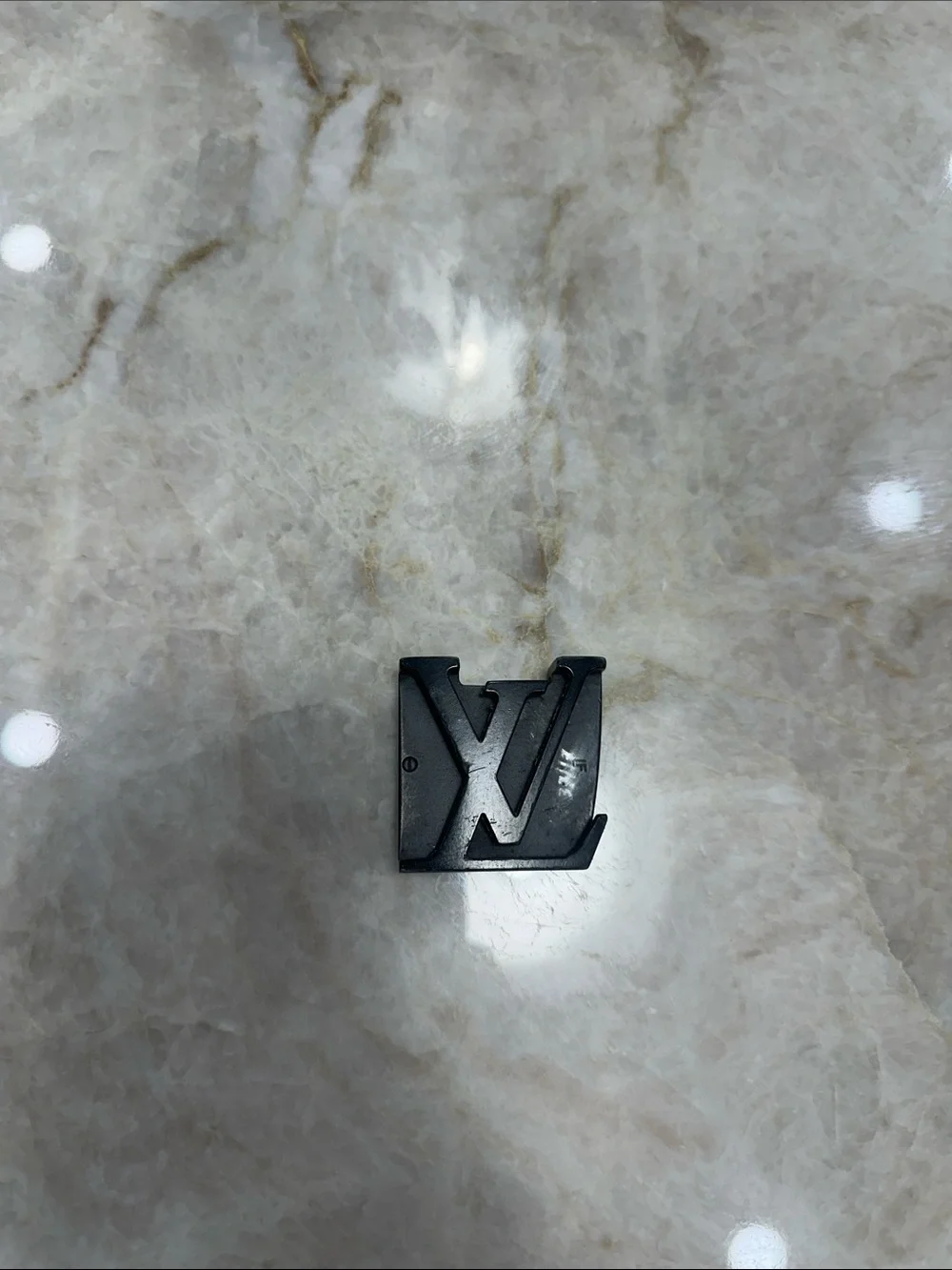 Louis Vuitton Black LV Logo Belt Accent